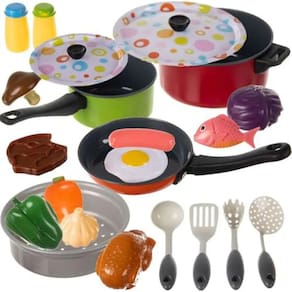 Brinquedo Kit Cozinha Infantil Panelinhas 22 peças com Frigideira e Utensilios