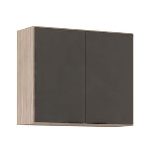 Armário Aéreo Cozinha Firenze 80cm 2 Portas Avena/Grafito - Demóbile