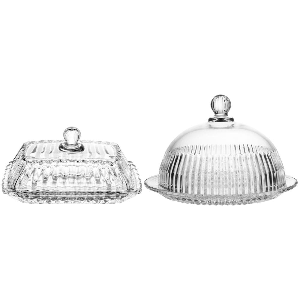Conjunto de Manteigueira e Queijeira de Cristal Imperatriz - Wolff