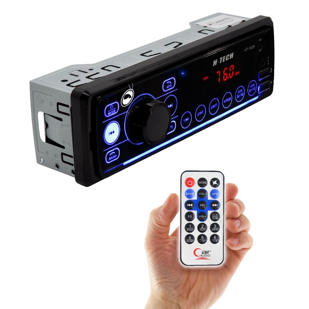 Rádio MP3 Automotivo H-Tech HT-1025 USB AUX BT 4 Canais 25W