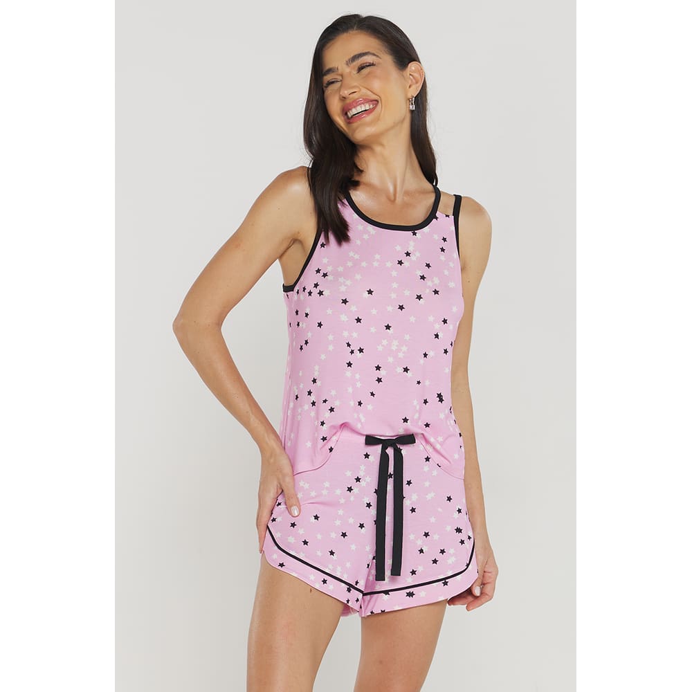 Pijama Feminino Curto Estampa Estrelada