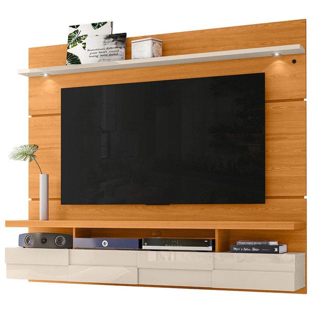 Estante Home Theater Suspenso Lana 1.8 Cinamomo Off White – Madetec