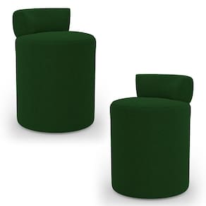 Kit 02 Puffs Decorativos Orgânicos Living Aegon Minimalista Bouclê Verde - Desk Design