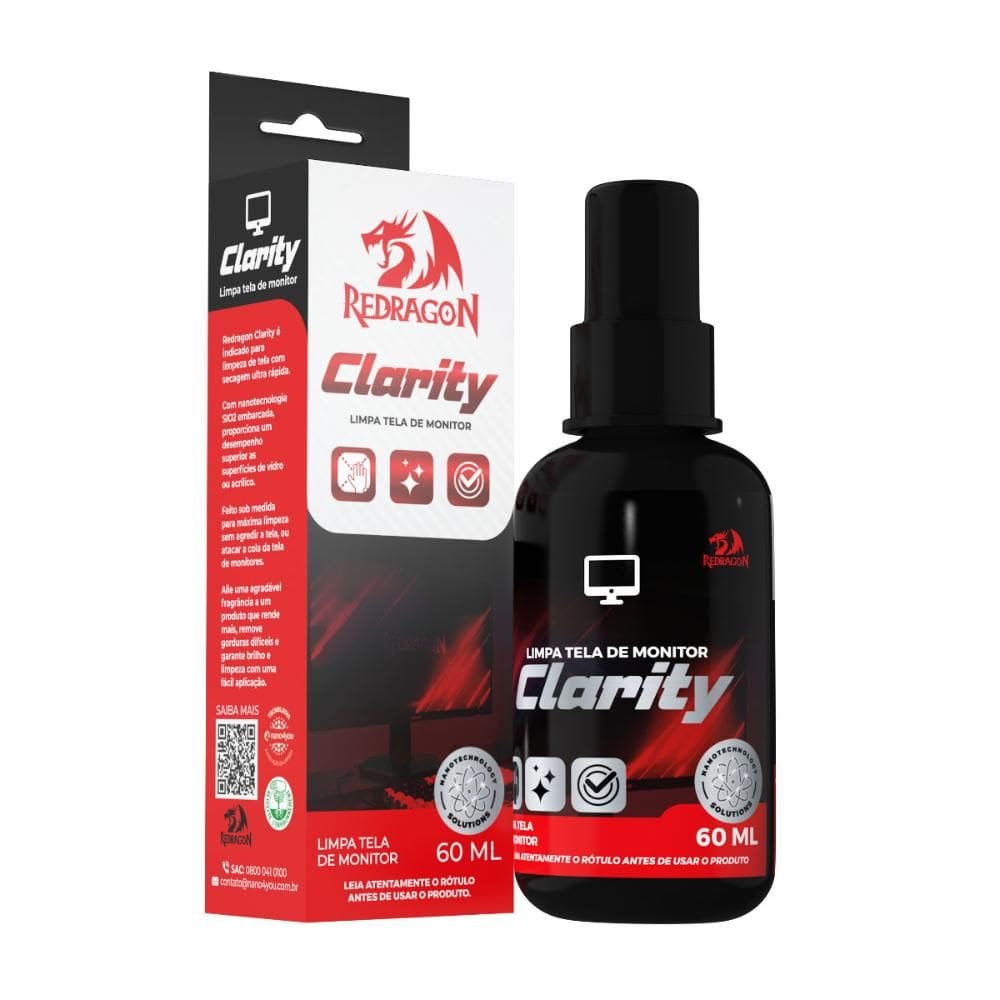Solução Nano Redragon Clarity para Limpeza de Telas - 60ml - Para Monitores e Notebooks