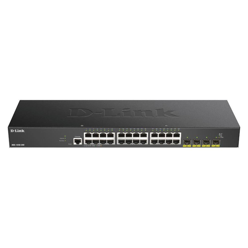 Switch 28 Portas D-Link DGS-1250-28X - Gerenciável - 24 Portas Gigabit - 4 Portas SFP+ 10G