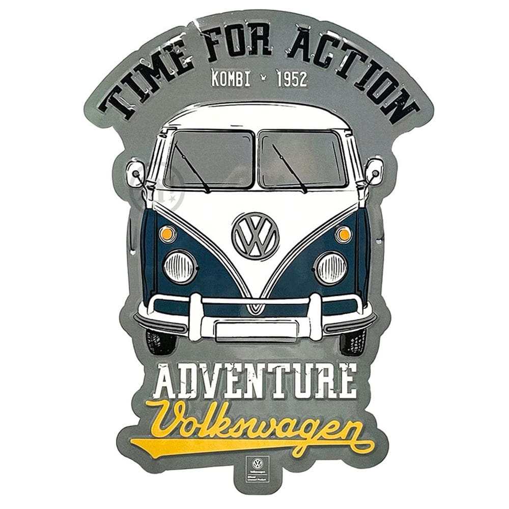 Placa Decorativa de Alumínio Volkswagen Kombi Corujinha 1952 c/ Relevo