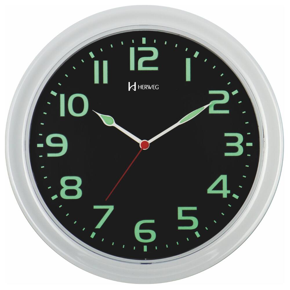 Relogio de Parede Herweg Fluorescente Branco 660016 28cm