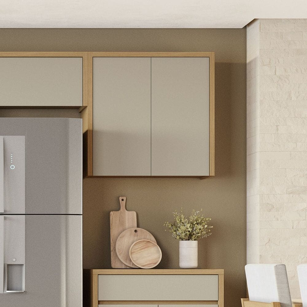Armário Aéreo 2 Porta Condessa 100% Mdf 80cm Carvalho/Greige