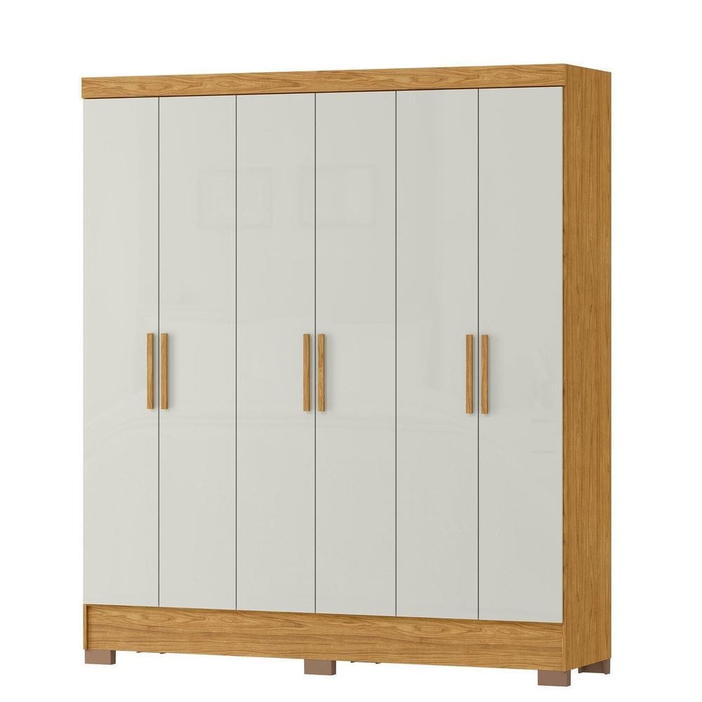 Guarda-roupa Casal 6 Portas 2 Gavetas Gliese Espresso Móveis Marrocos/Off White