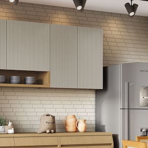 Armário Aéreo 2 Portas Simone Mendes 80cm 100% Mdf Carvalho/Greige