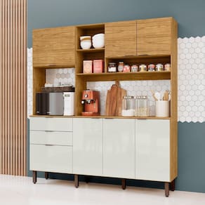 Cozinha Compacta Boreal 7 Portas e 2 Gavetas Espresso Móveis Marrocos/Off White