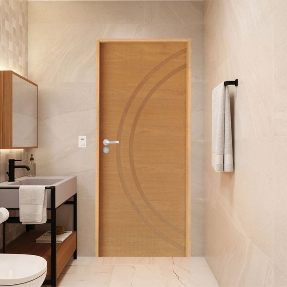 Porta Lisa Padrão Imbuia Concept 11 Batente Ecológico 09 Fechadura Stilo Wc 62 X 2,10 D Natural