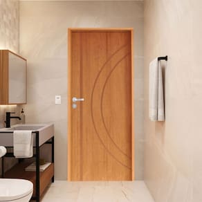 Porta Lisa Padrão Imbuia Concept 10 Batente Ecológico 09 Fechadura Stilo Wc 62 X 2,10 D Natural