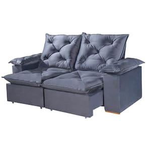 Sofá Porto Madero 3 Lugares Retrátil e Reclinável 200cm Tecido Veludo Imperial Decor Cor Azul