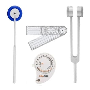 Kit Fisioterapia Martelo Babinski Goniometro Diapasão Trena
