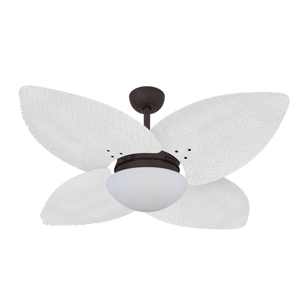Ventilador de Teto Dormamu Marrom Texturizado 4 Pés Palmae Branco 127V