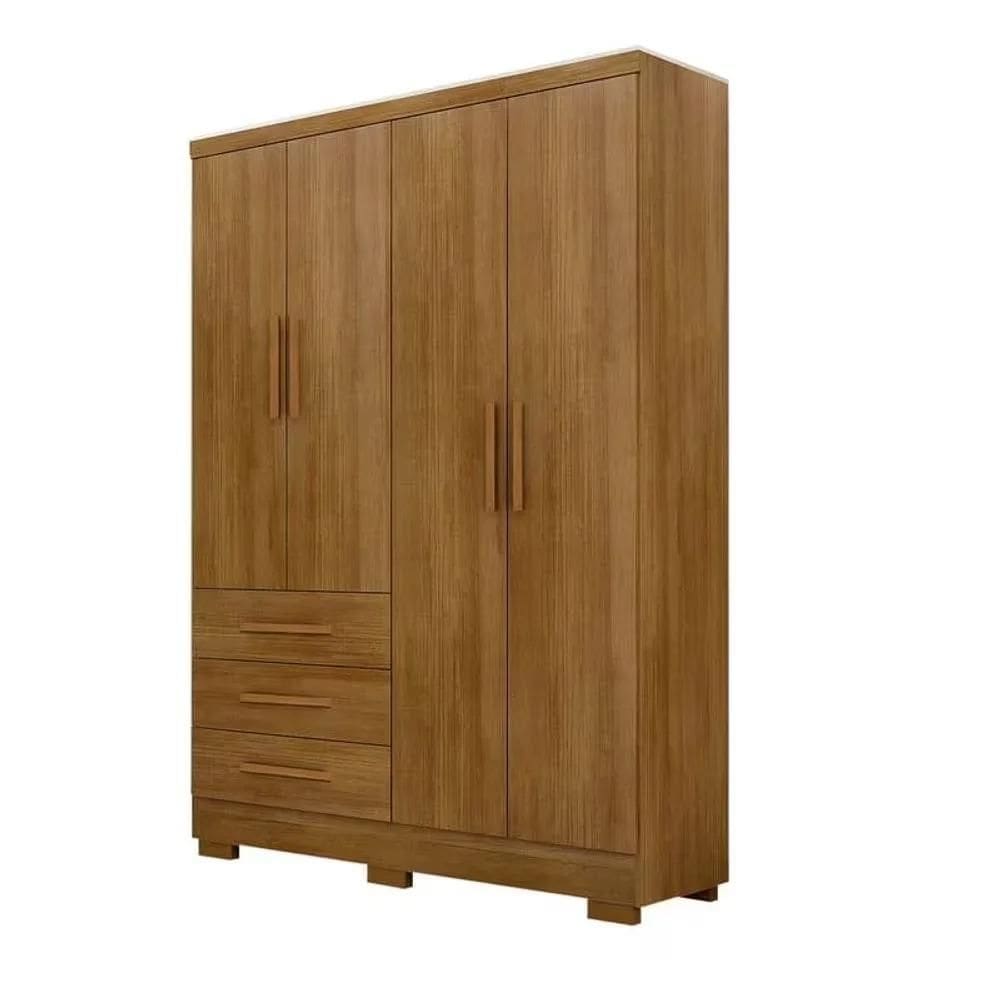 Guarda Roupa Solteiro 4 Portas 3 Gavetas Encant Cumaru