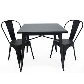 Conjunto mesa Tolix 80 cm + 2 cadeiras Tolix - Preto