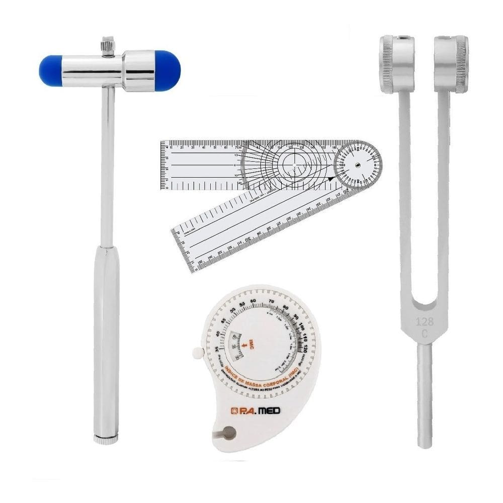 Kit Fisioterapia Martelo Goniometro Diapasão Trena