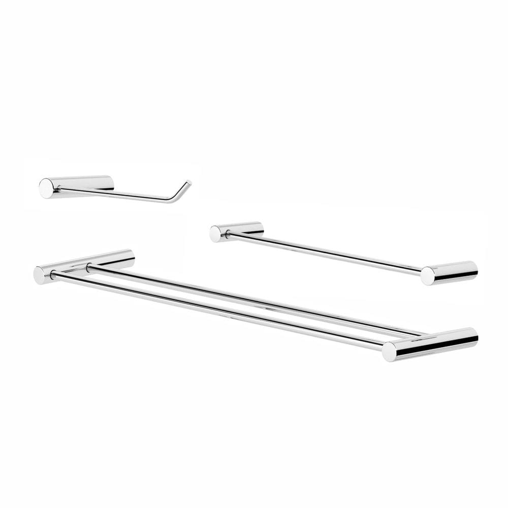 Kit De Acessórios Duplo Para Banheiro Orion Prata Polido 2040OR