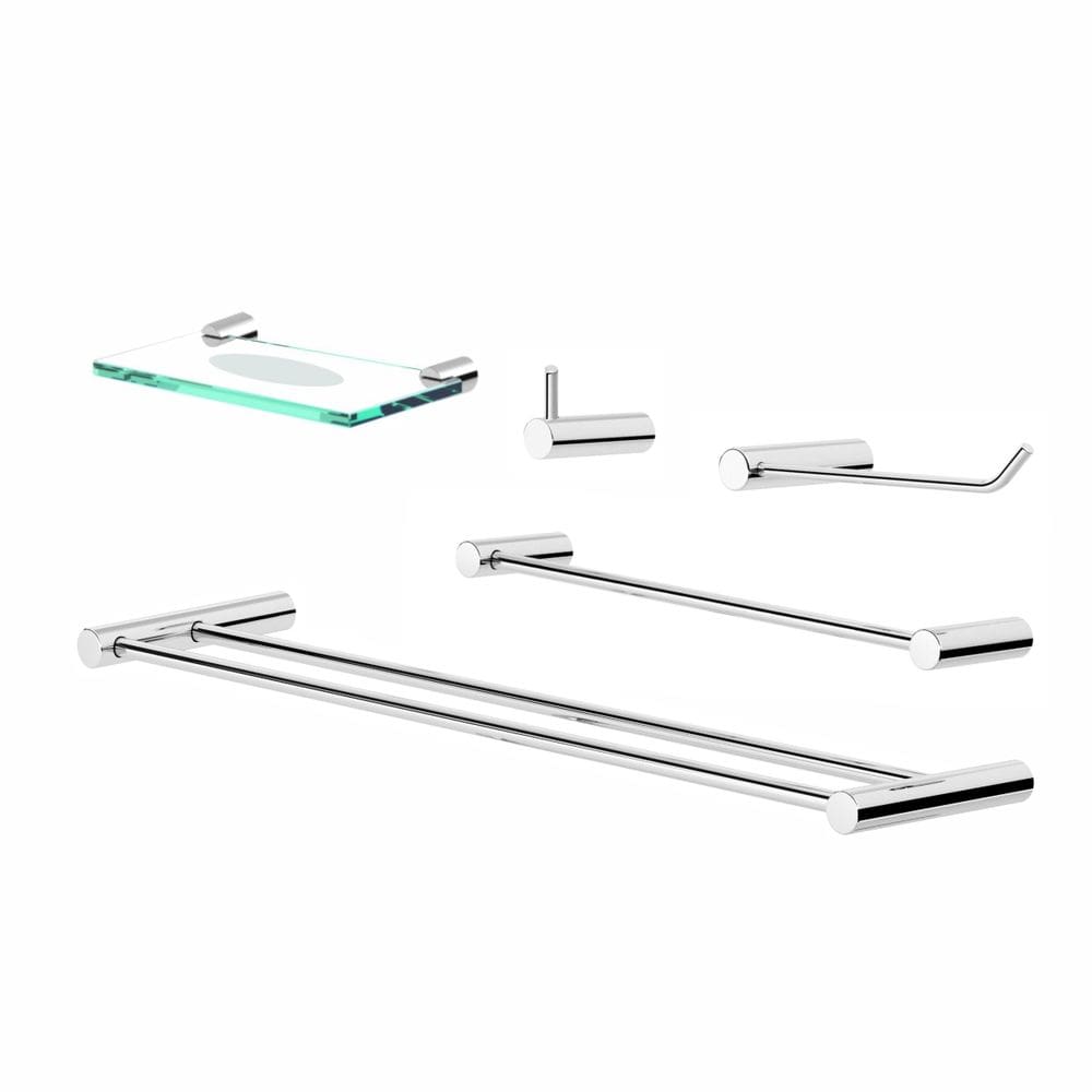 Kit De Acessórios Duplo Para Banheiro Orion 5 Peças Prata 2090OR