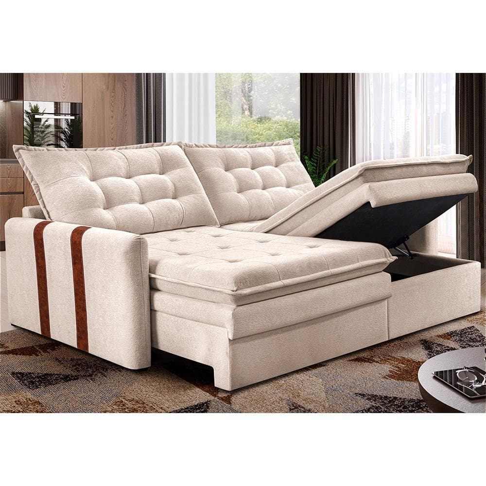 Sofá Baú Sem Caixa Retrátil 1,80m SoftGel Petit. Boucle Cama inBox