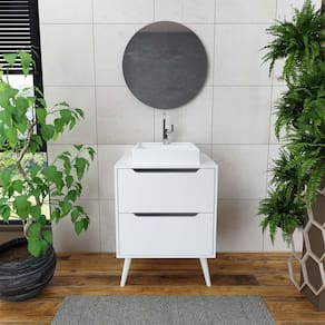 Conjunto de Pia e Espelho para Banheiro Branco Tecno Mobili