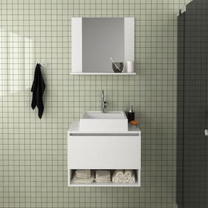 Kit Lavabo com Espelho e Cuba Branco Tecno Mobili