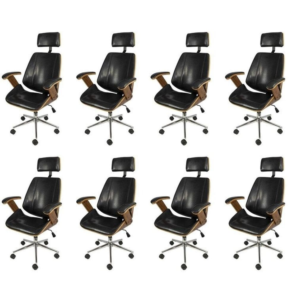 Kit 8 Cadeiras para Escritorio Presidente Bergen 3331 Preto