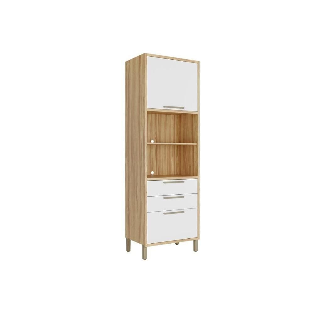 Paneleiro de Cozinha Modulado Syrah Torre Quente c/ 2 Portas e 2 Gavs 74X225m Amendoa/Off White - Ronipa