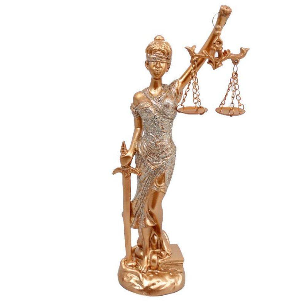 Estátua Deusa Dama Justiça Têmis 21,5 Cm Cobre