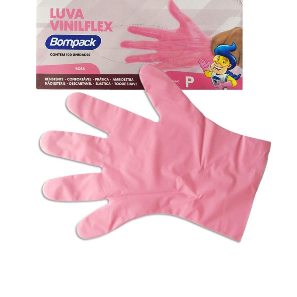 Luva Vinilflex Sem Pó Rosa Bompack - 100