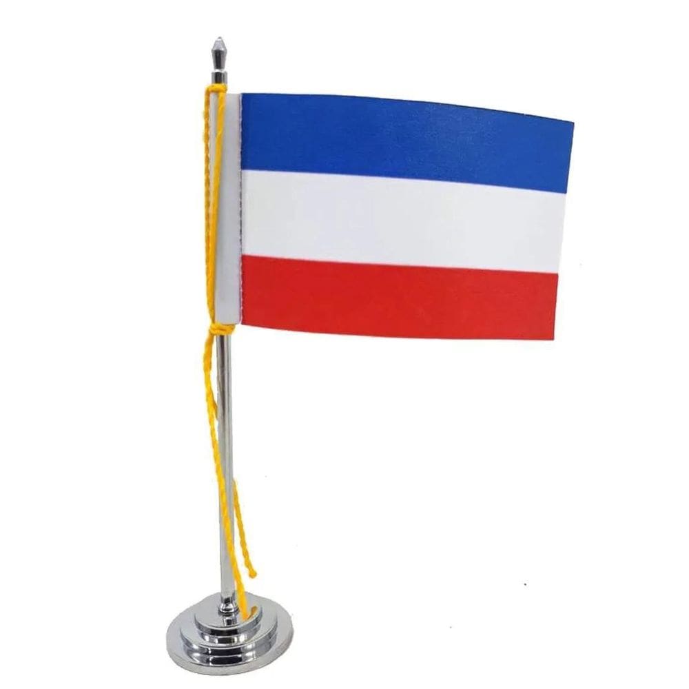 Mini Bandeira De Mesa Da Iugoslávia 15 Cm Mastro Poliéster