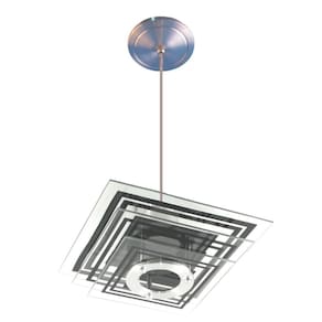 Luminária Pendente Quadrado 3 Vidros Preto 30/25/20 cm