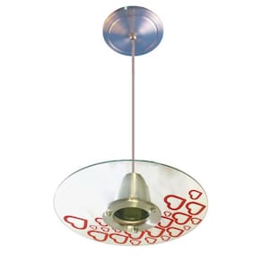 Lustre Pendente Coração 2 - Vidro 30cm - Alumínio Escovado