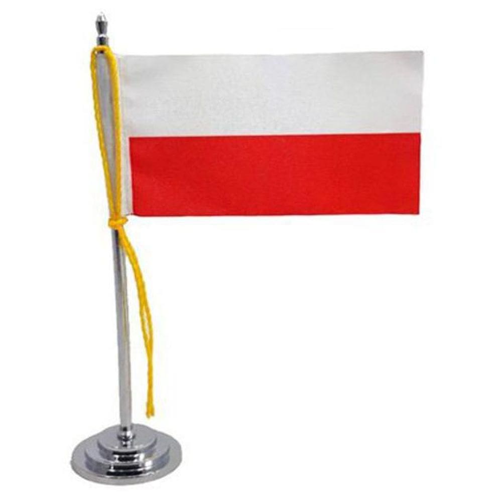 Mini Bandeira De Mesa Da Polônia 15 Cm Poliéster