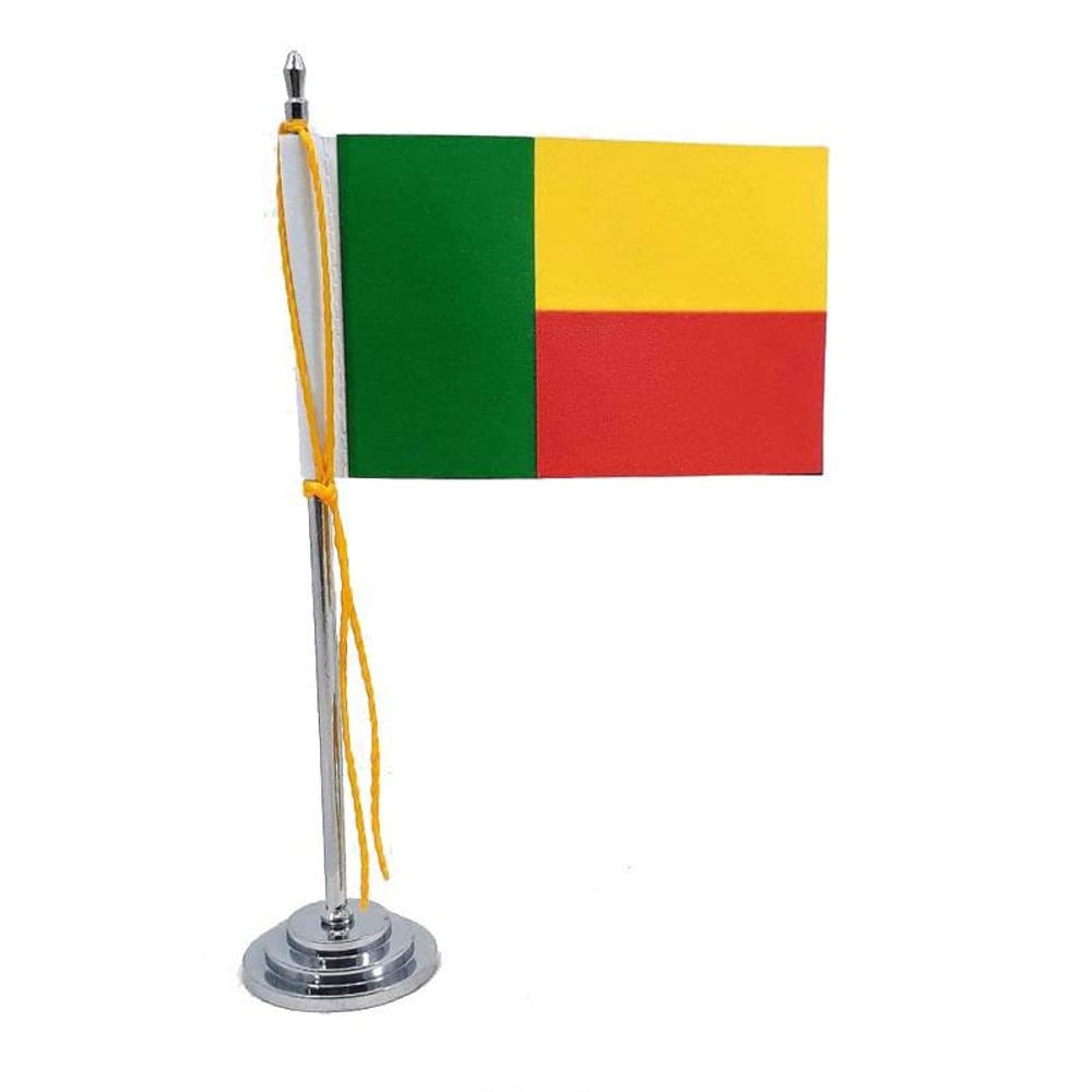 Mini Bandeira De Mesa Benim 15 Cm  Mastro Poliéster