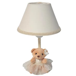 Abajur Ursinho Tecido p/ Quarto Bebê 28cm - Bivolt
