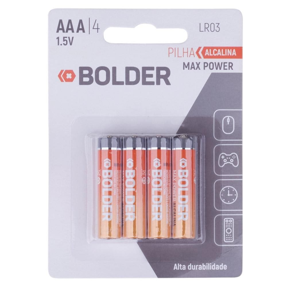 Pilha Alcalina AAA com 4 Bolder