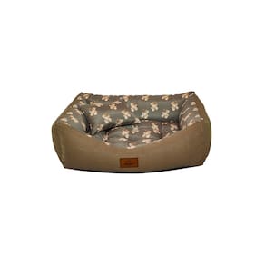 Cama para Cachorro Retangular em Corino + Poliéster Marrom Ursinho Média (M) 55 x 42 cm