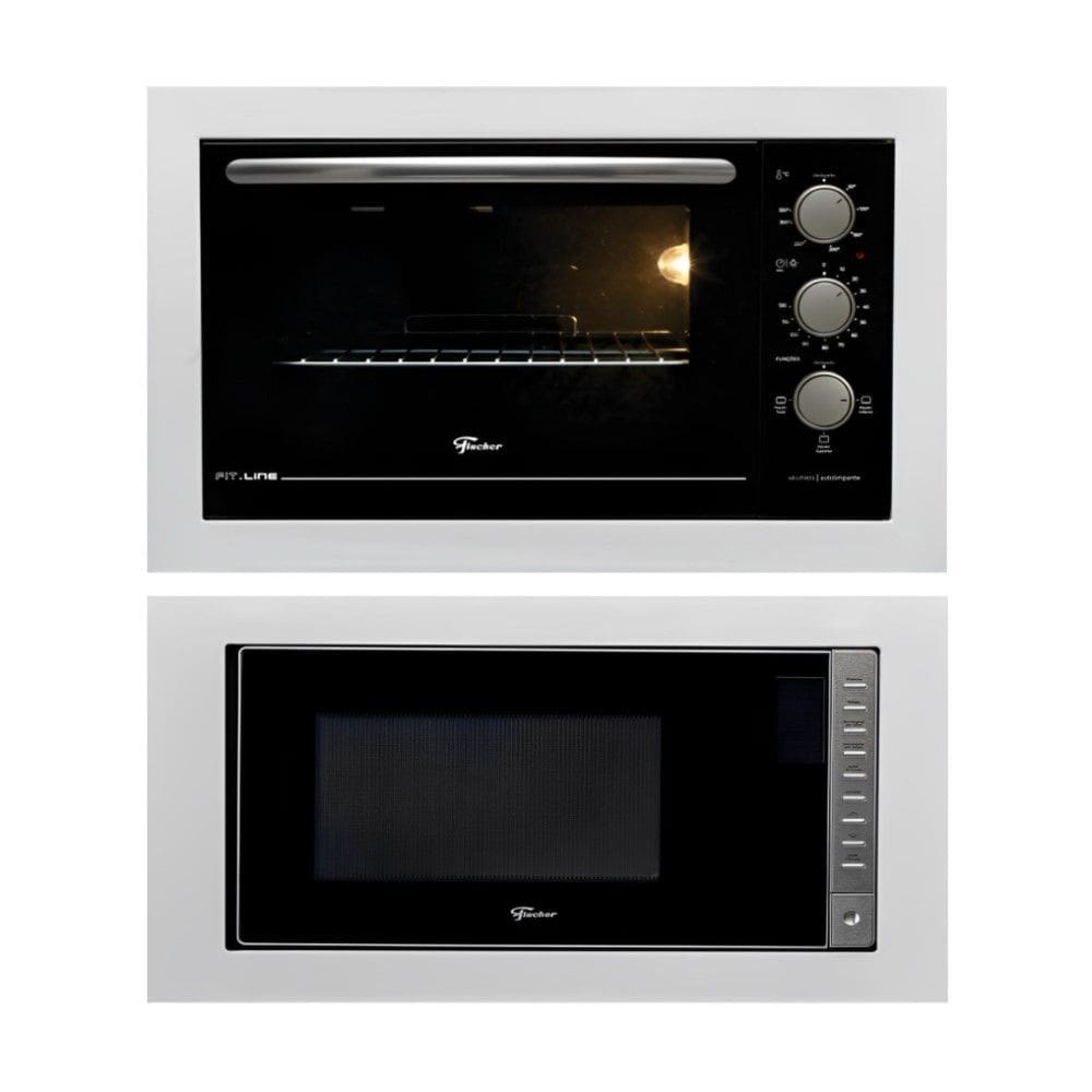 Kit Forno Elétrico 48 L e Micro-Ondas 25 L de Embutir Fit Line Moldura Branca 110 V Fischer