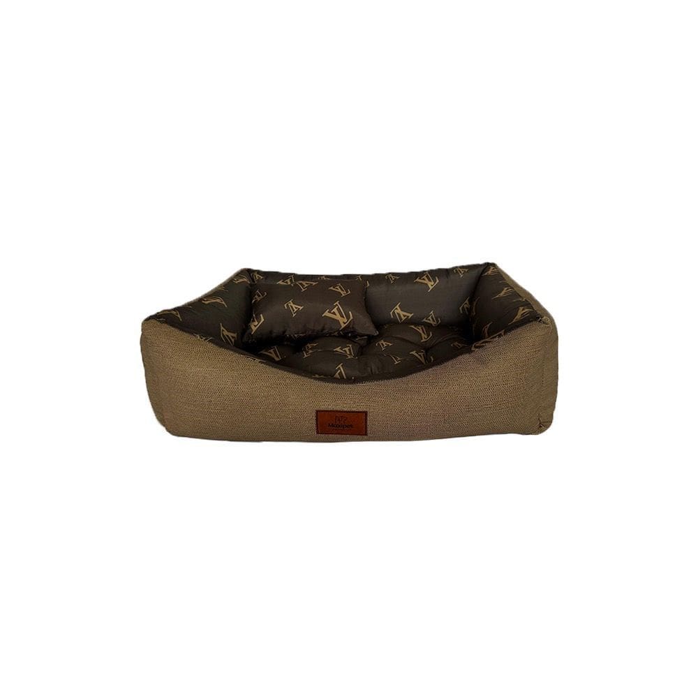 Cama para Cachorro Retangular em Corino + Poliéster Marrom Claro LV Média (M) 55 x 42 cm