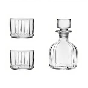 Conjunto de Copos de Cristal para Whisky 2 Peças 360 ml + 01 Garrafa de Cristal 345 ml Biona Oxford