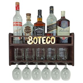 Barzinho de Parede Aparador Para Bebidas Para Sala Tema Boteco - 49x26 Cor Louro Preto