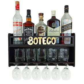 Barzinho de Parede Aparador Para Bebidas Para Sala Tema Boteco - 49x26 Cor Preto