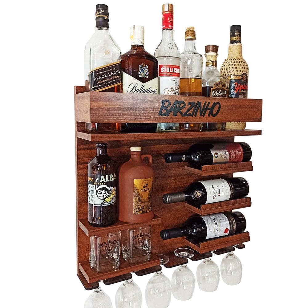Barzinho de Parede com Adega Whisky Bacardi Gin Barzinho Im