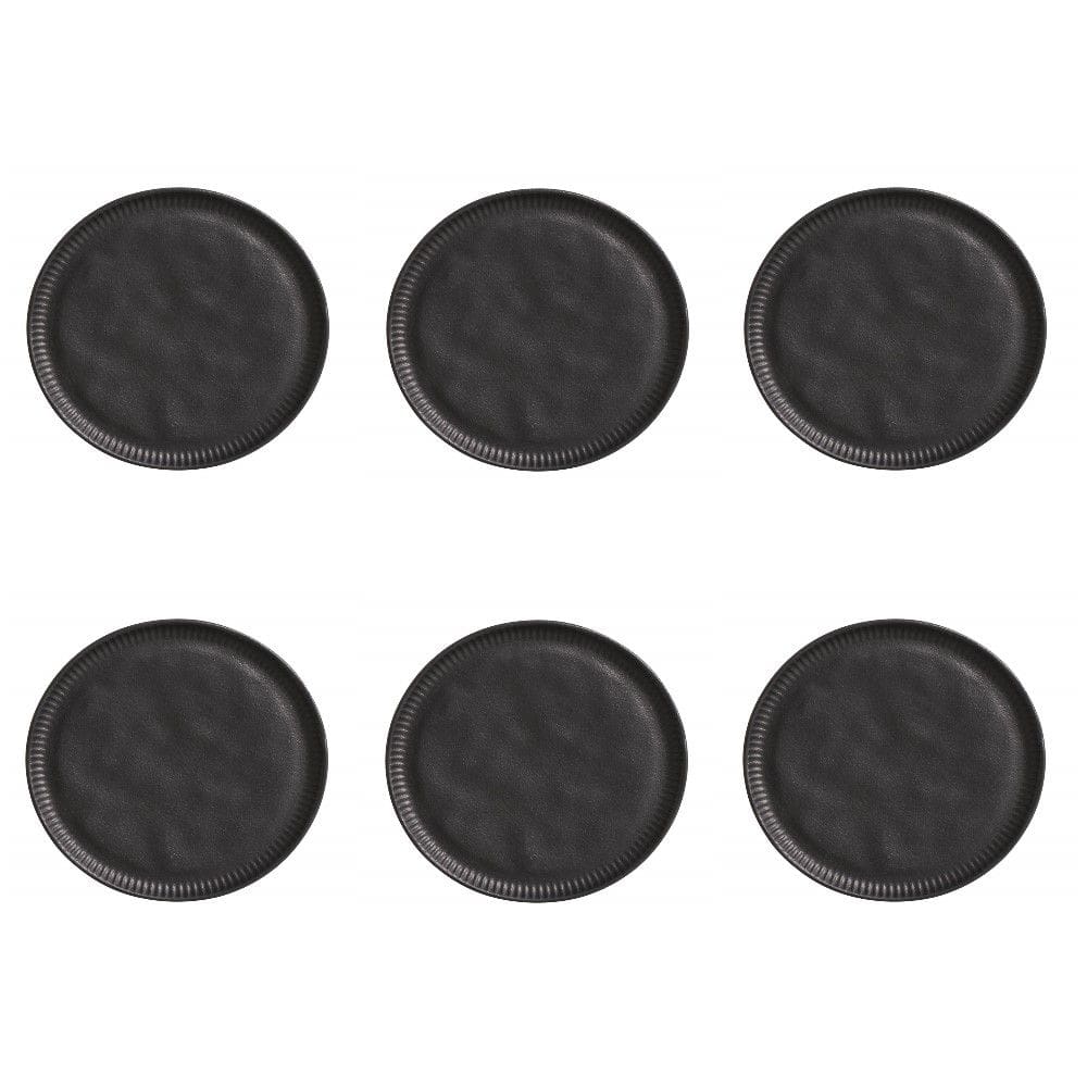 Conjunto de Pratos de Sobremesa 06 Peças Linhas Preto Matte Porto Brasil