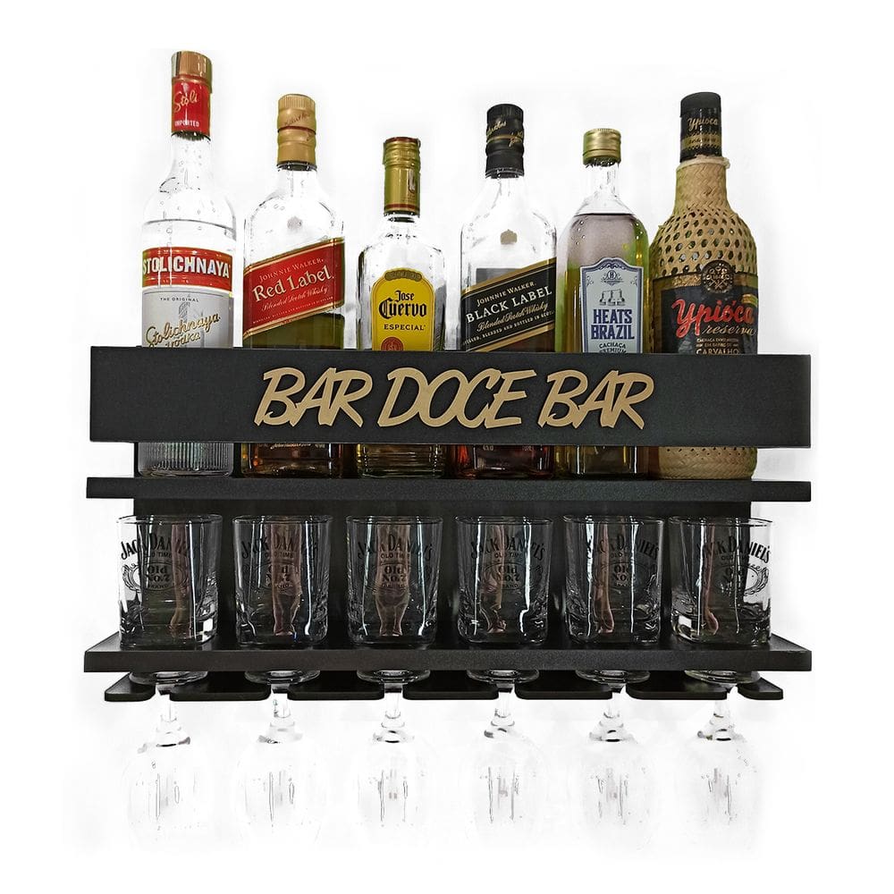 Barzinho de Parede Exclusivo com Porta Taças Bar Doce Bar PR