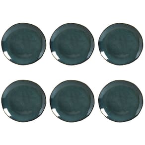 Conjunto de Pratos Rasos 06 Peças Orgânico Oceano Porto Brasil