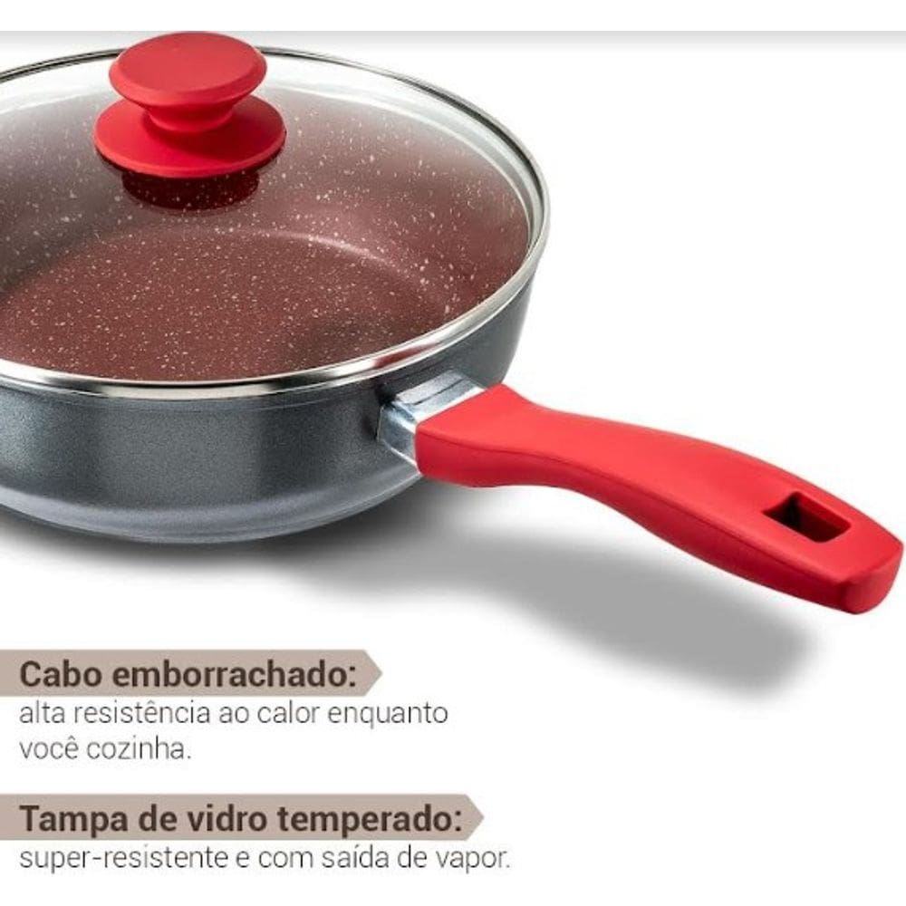 Panela Philco PPH240APR Redstone com Tampa de Vidro 2,7L